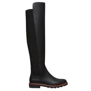 Stuart Weitzman Over the Knee Adrina City Boots Black Leather Size 10.5